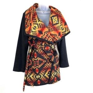 PENDLETON Native Aztec Wrap Tie Waist Coat Jacket